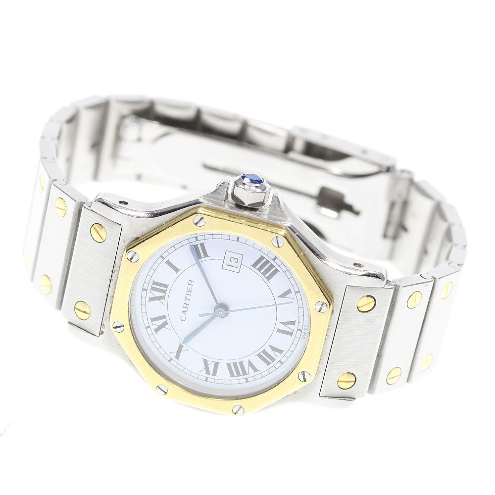 CARTIER Santos Octagon LM 81037288 Date White Dial Automatic Men's Watch_846131