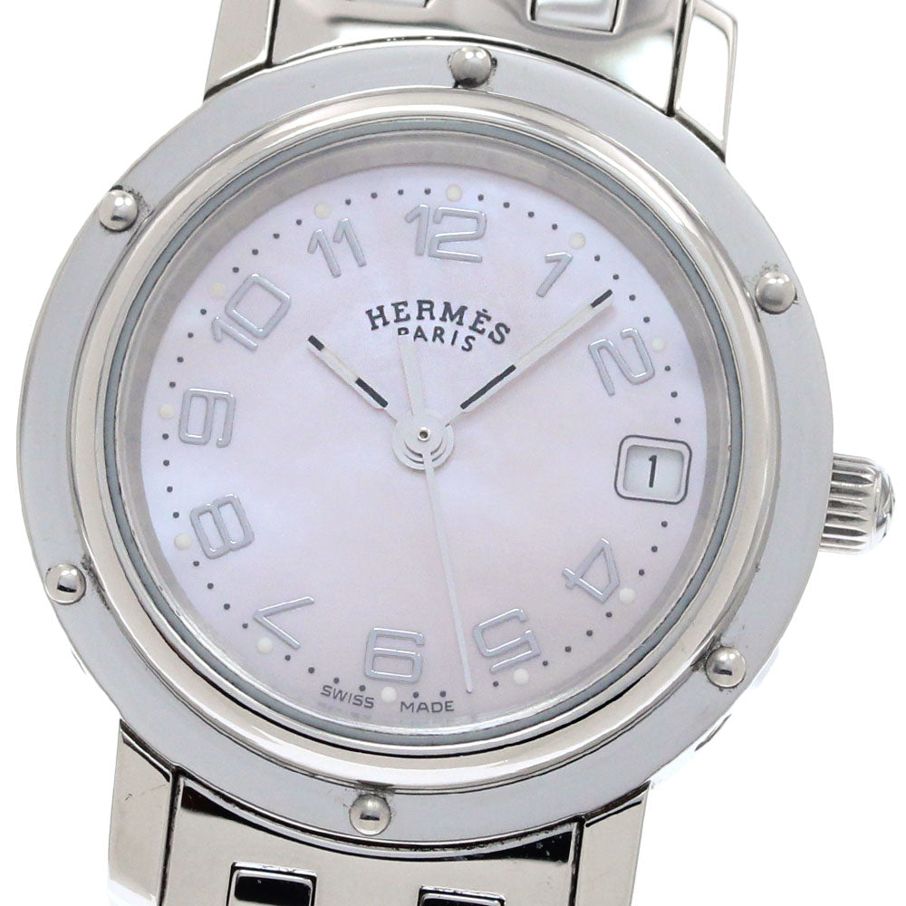 HERMES Clipper CL4.210 Date Pink shell Dial Quartz Ladies Watch_846392