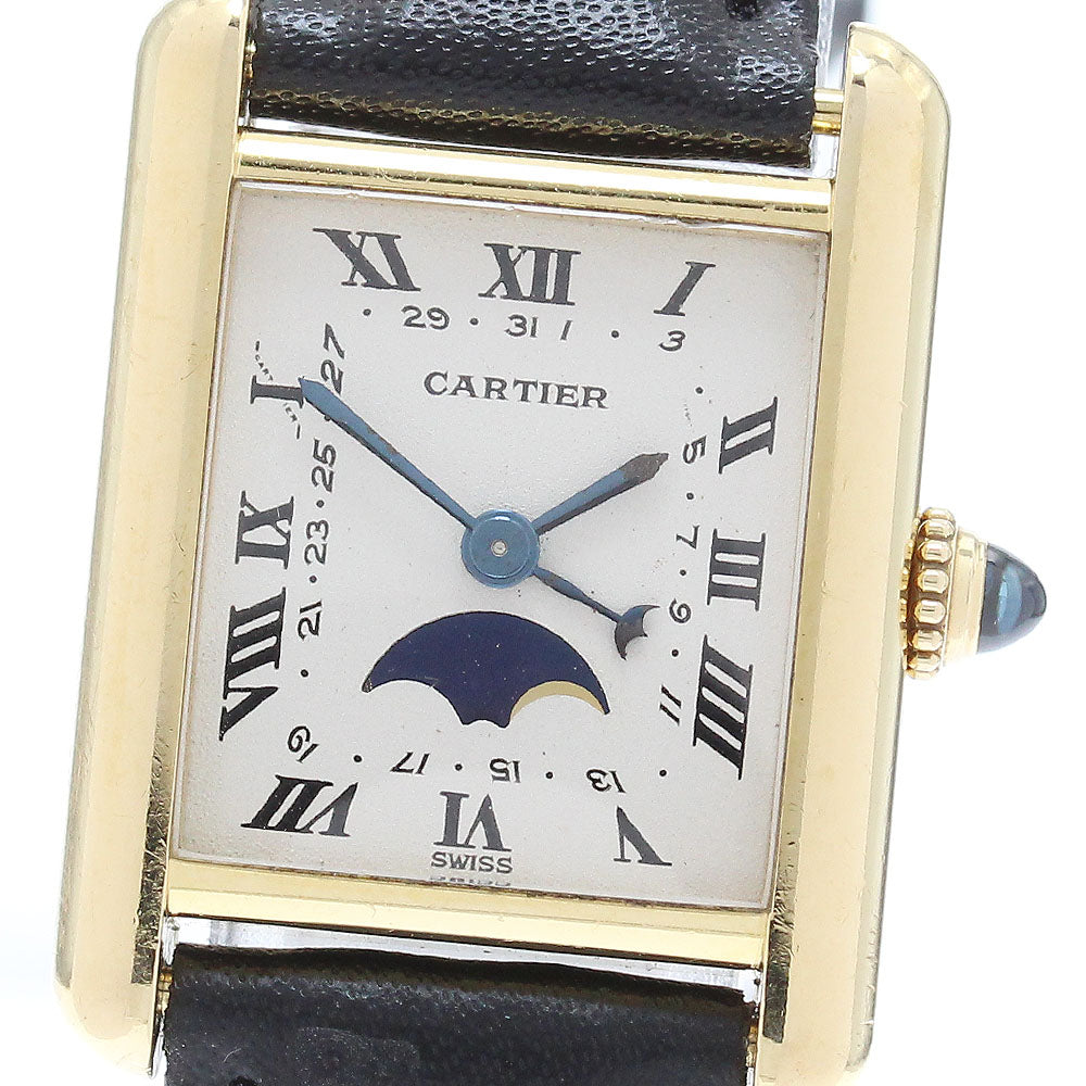 CARTIER Tanklui MM W1500851 K18YG Moon Phase white Dial Quartz Ladies Watch_846490