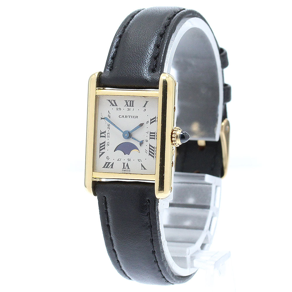 CARTIER Tanklui MM W1500851 K18YG Moon Phase white Dial Quartz Ladies Watch_846490