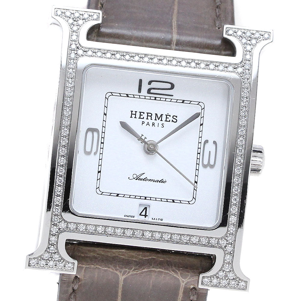HERMES H watch HH3.530 Diamond Bezel Silver Dial Automatic Ladies Watch_846811