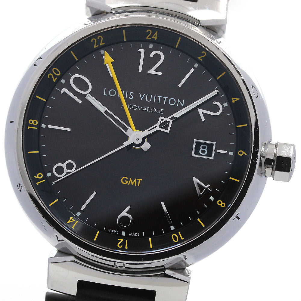LOUIS VUITTON Tambour Q1155 GMT date Brown Dial Automatic Men's Watch_846818