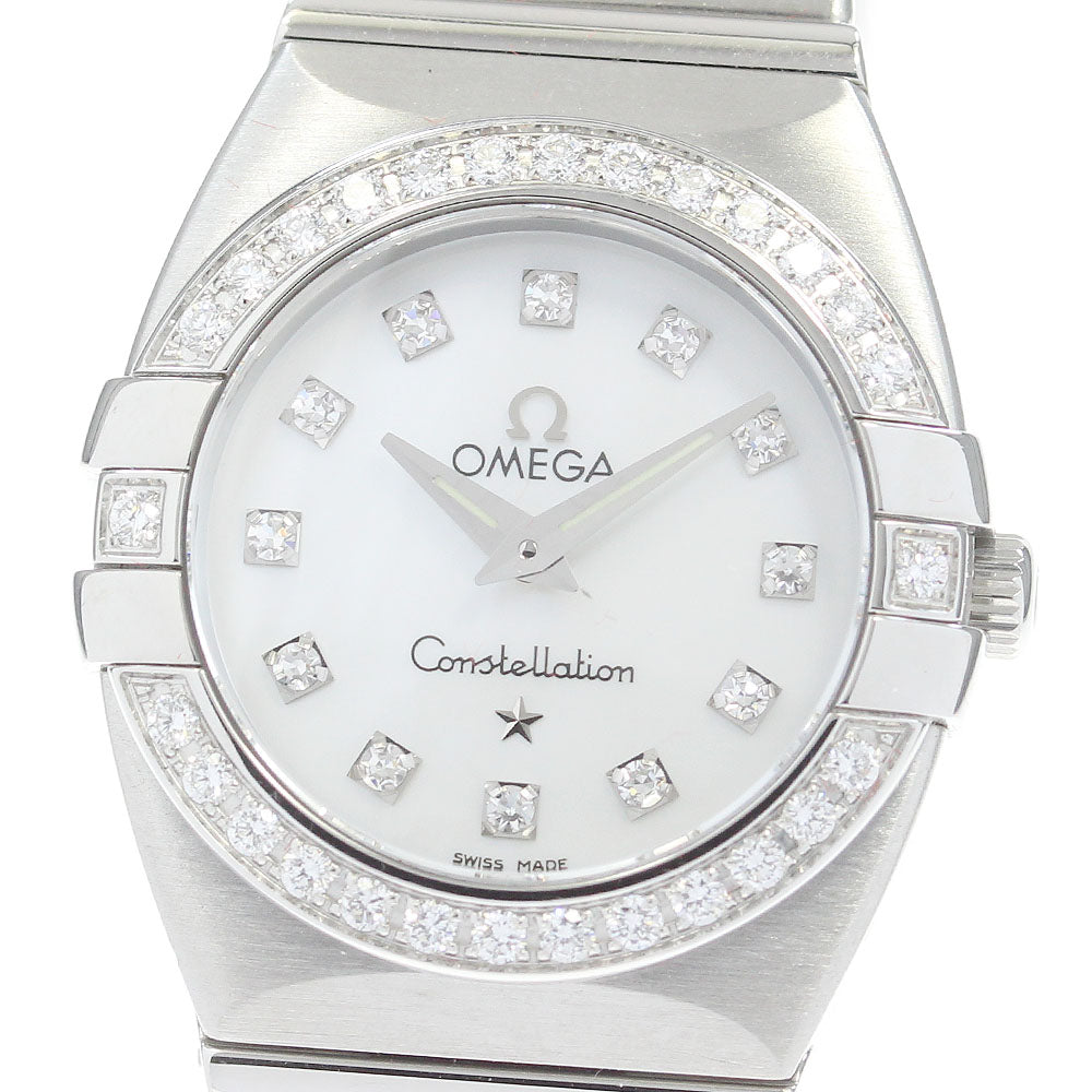 OMEGA Constellation 1589.75 Double Eagle 12P Diamond Bezel White shell Dial Quartz Ladies Watch_846932