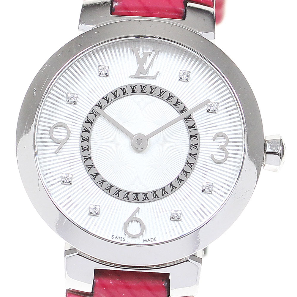 LOUIS VUITTON Tambour slim Q12MG 8P diamond Silver Dial Quartz Ladies_846962