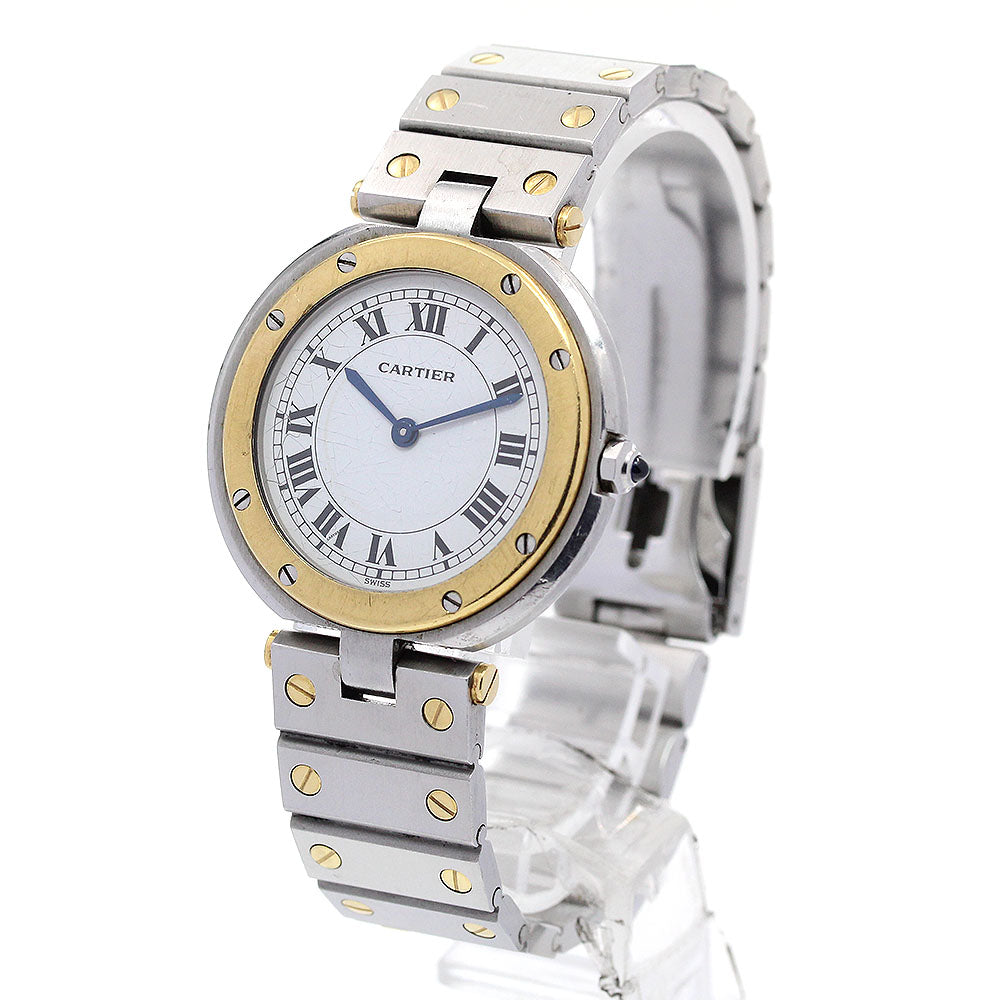 CARTIER Santos Round LM white Dial Quartz Men's Watch_846985
