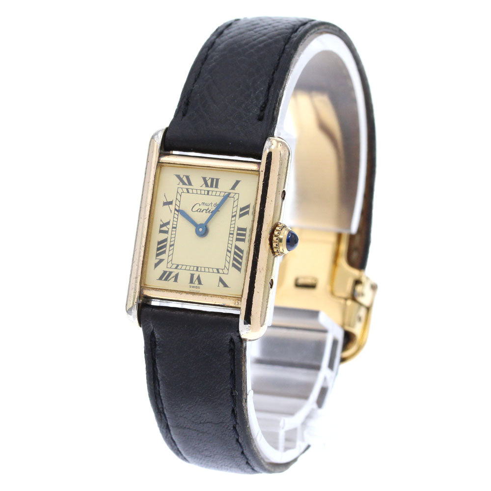 CARTIER Must tank SM W1003154 beige Dial Quartz Ladies Watch_846996