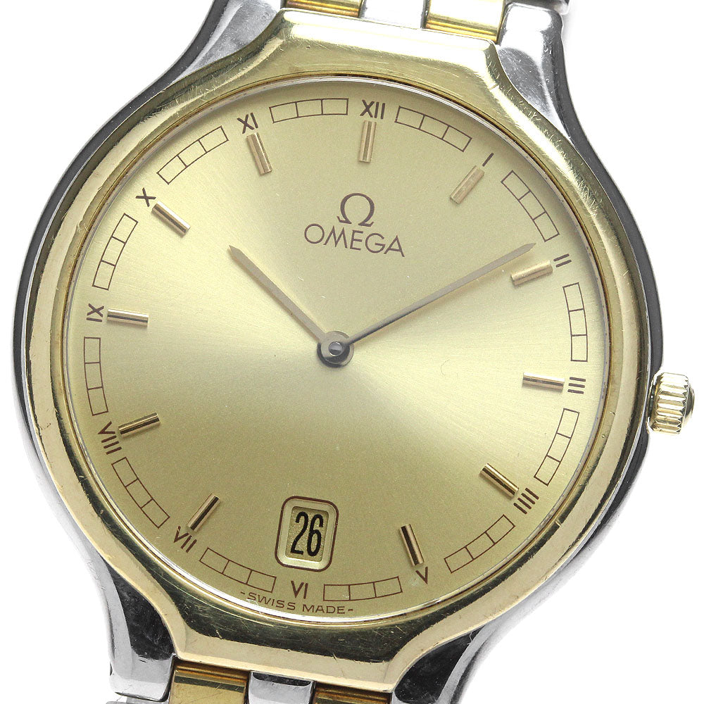 OMEGA YG bezel date gold Dial Quartz Men's Watch_847090