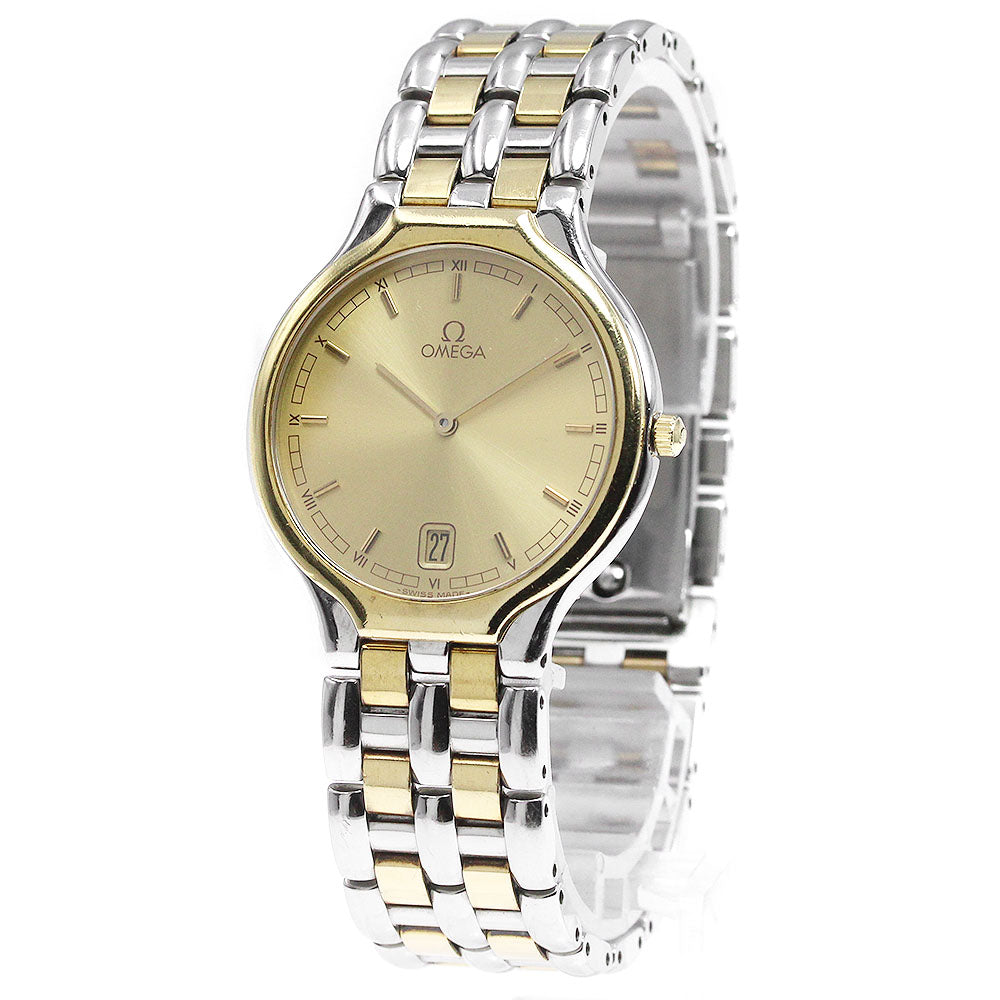 OMEGA YG bezel date gold Dial Quartz Men's Watch_847090
