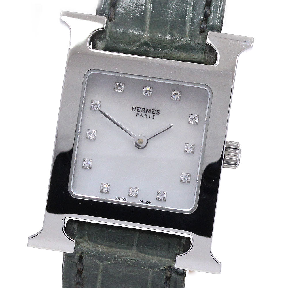 HERMES H watch HH1.210 White shell dial 12P diamond White shell Dial Quartz Ladies Watch_847338
