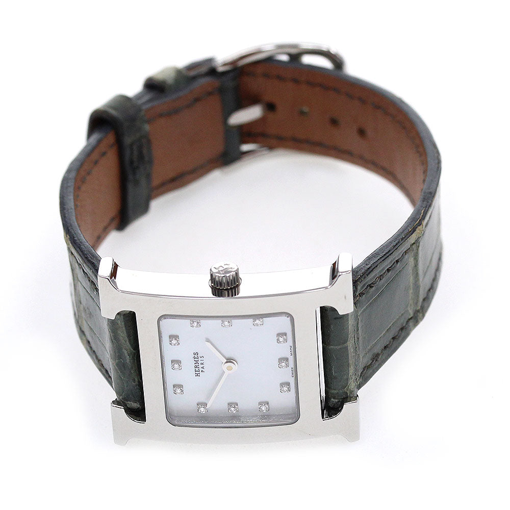 HERMES H watch HH1.210 White shell dial 12P diamond White shell Dial Quartz Ladies Watch_847338