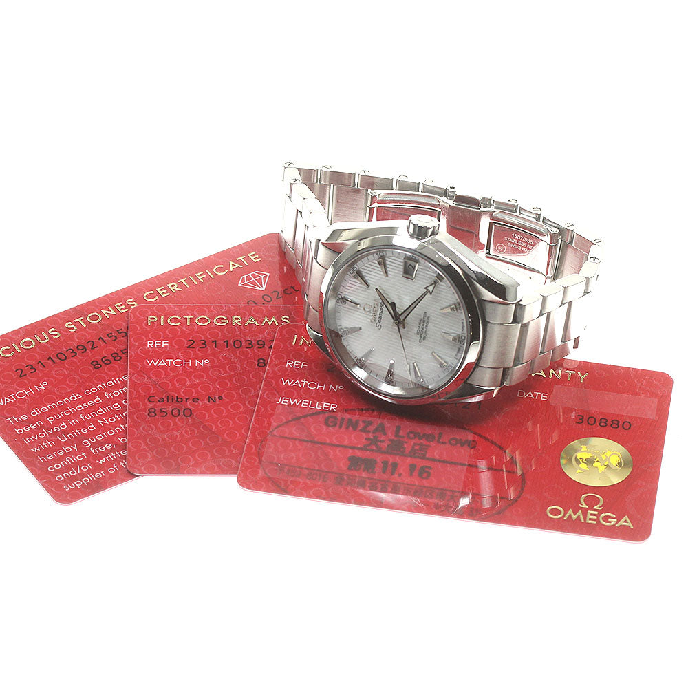 OMEGA Seamaster Aqua Terra Coaxial 231.10.39.21.55.001 Date 11P diamond White shell Dial Automatic Men's Watch_847373
