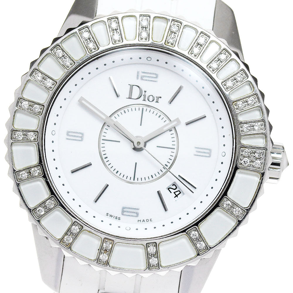 Dior crystal CD113112 Diamond Bezel white Dial Quartz Men's Watch_847389
