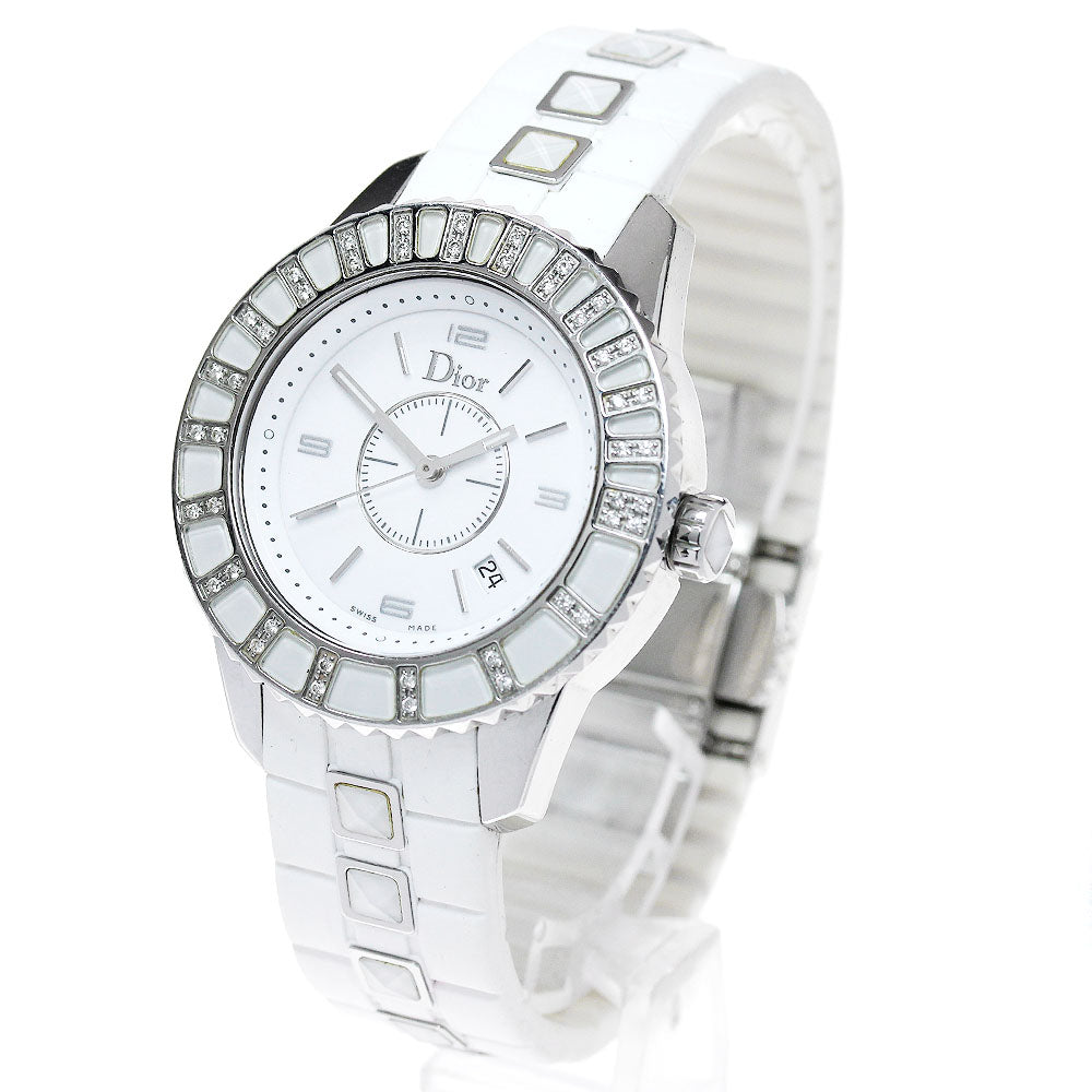 Dior crystal CD113112 Diamond Bezel white Dial Quartz Men's Watch_847389