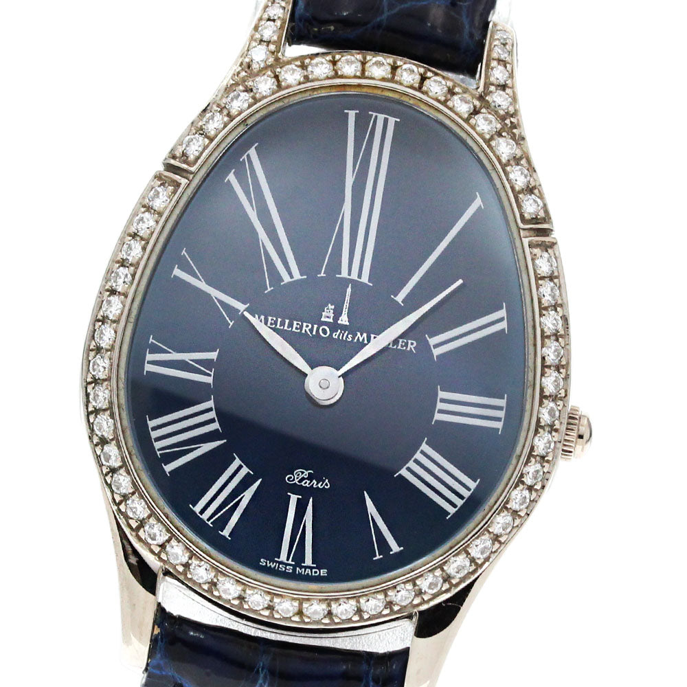 MELLERIO dits MELLER Lanuf K18WG diamond bezel Blue Dial Quartz Ladies_847392