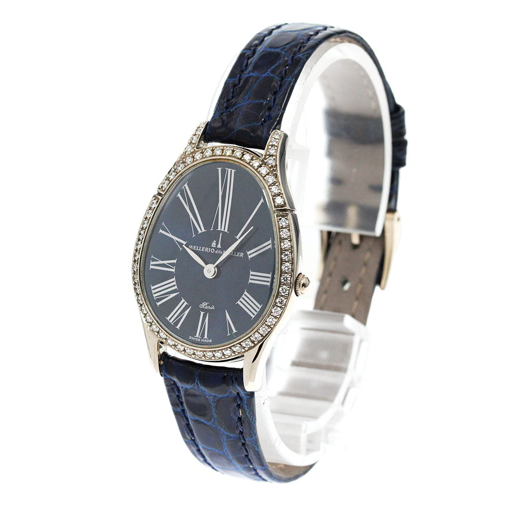 MELLERIO dits MELLER Lanuf K18WG diamond bezel Blue Dial Quartz Ladies_847392