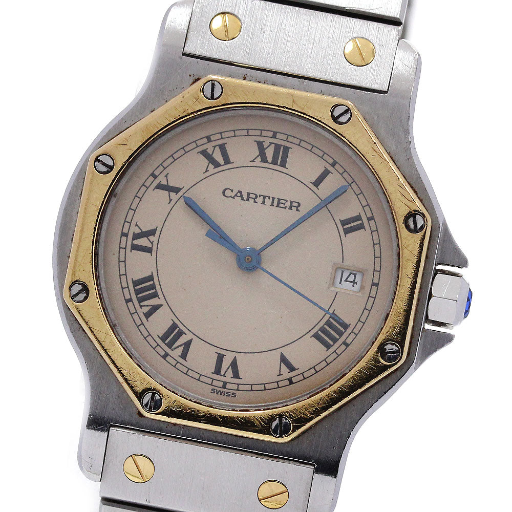 CARTIER Santos Octagon LM W2001583 YG2 tone Date Quartz Men's Watch_847460