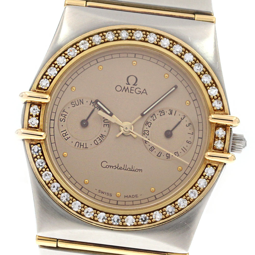 OMEGA Constellation Day date diamond bezel full bar Quartz Men's Watch_847511