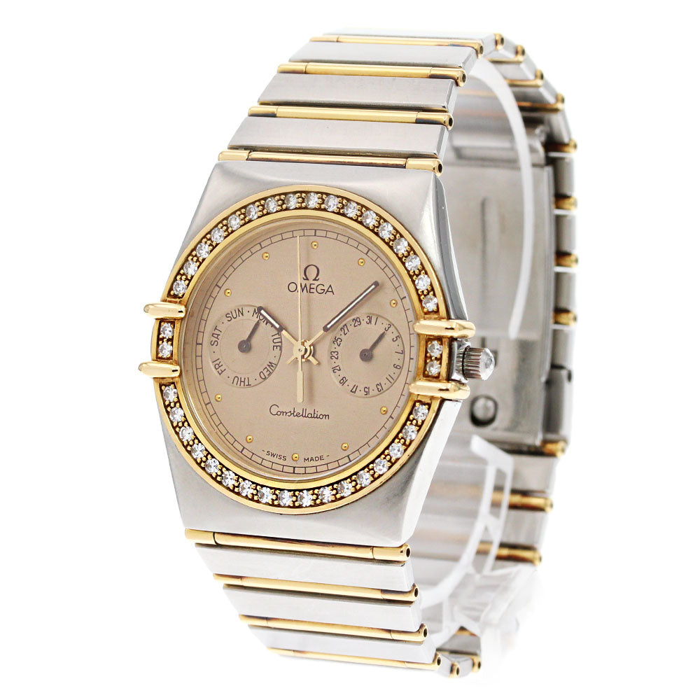 OMEGA Constellation Day date diamond bezel full bar Quartz Men's Watch_847511