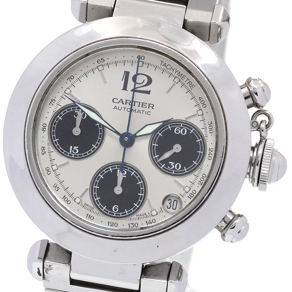 CARTIER Pasha C W31048M7 Chronograph Silver Dial Automatic Boy's Watch_847518