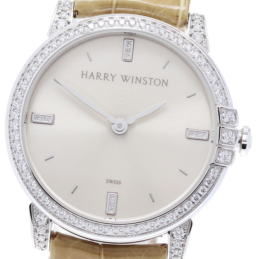 HARRY WINSTON Midnight 450/LQ32W K18WG diamond bezel Silver Dial Quartz Ladies Watch_847555