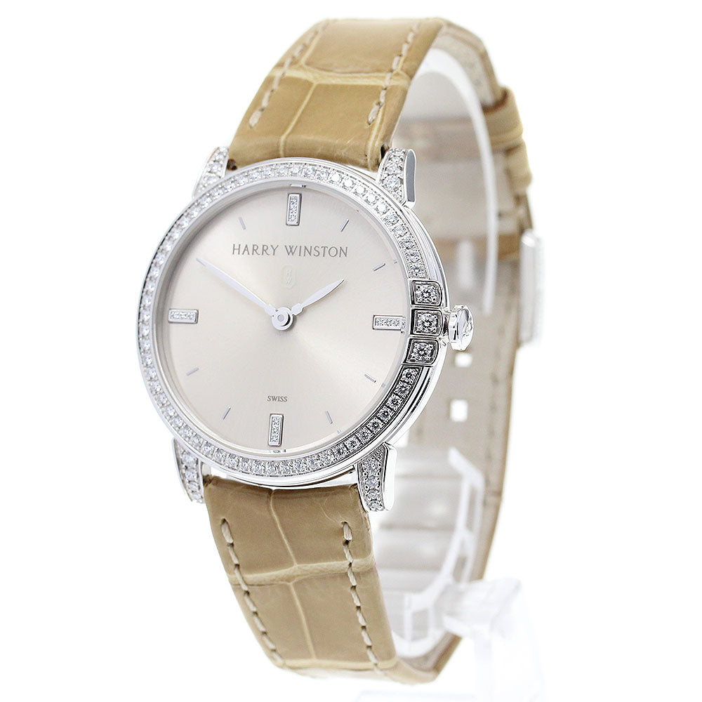 HARRY WINSTON Midnight 450/LQ32W K18WG diamond bezel Silver Dial Quartz Ladies Watch_847555