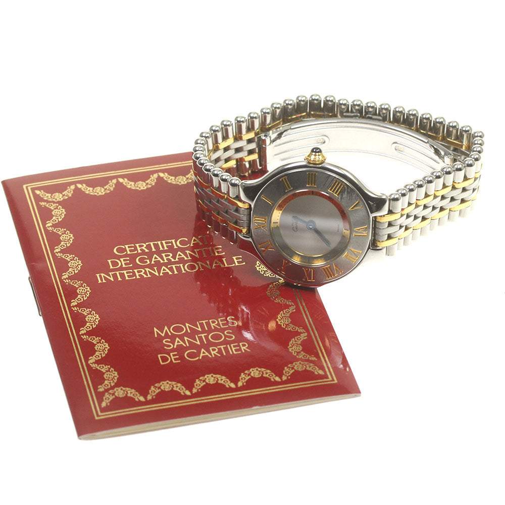 CARTIER Must21 W10073F4 Silver / Gold Dial Quartz Ladies Watch_847628