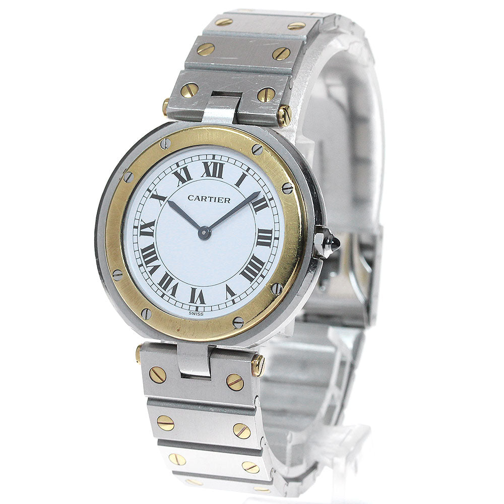 CARTIER Santos Round LM 83038288 2 tone white Dial Quartz Men's Watch_847682