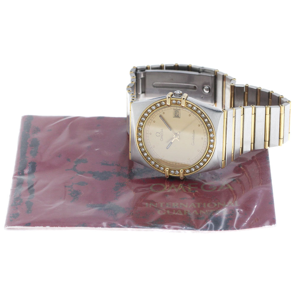 OMEGA Constellation Diamond bezel Full bar Gold Dial Quartz Men's Watch_847713