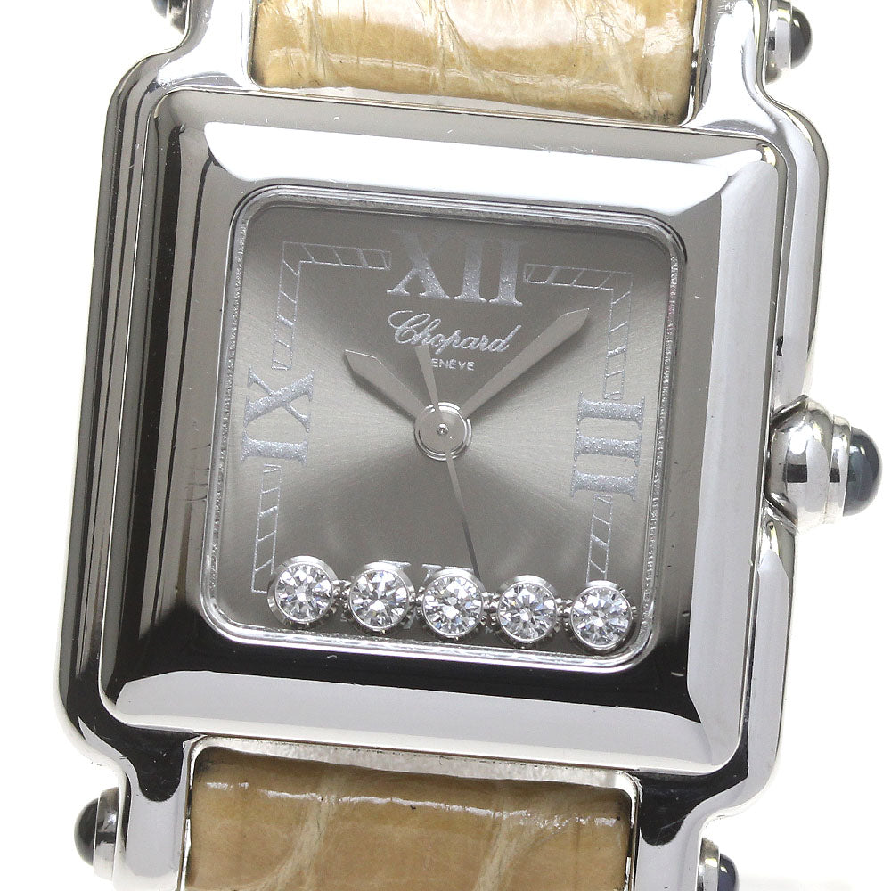 Chopard Happy sports 27/8892-23 Square 5P Diamond gray Dial Quartz Ladies Watch_847966