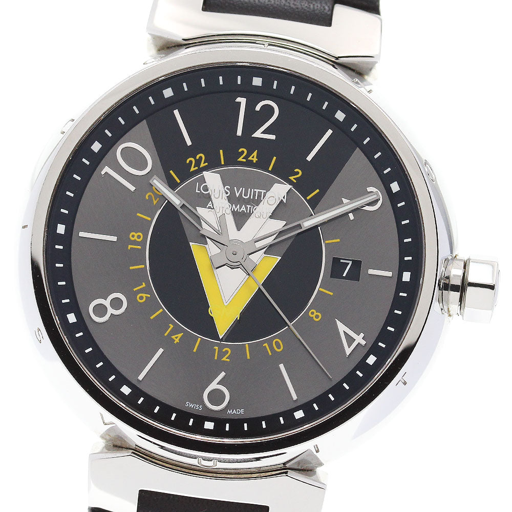 LOUIS VUITTON Tambour GMT Q1D31 Date Gray / black Dial Automatic Men's_847994