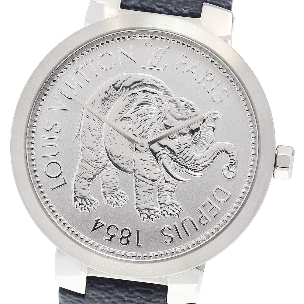 LOUIS VUITTON Tambour Slim Savannah Q2D07 Silver Dial Quartz Men's Watch_847999