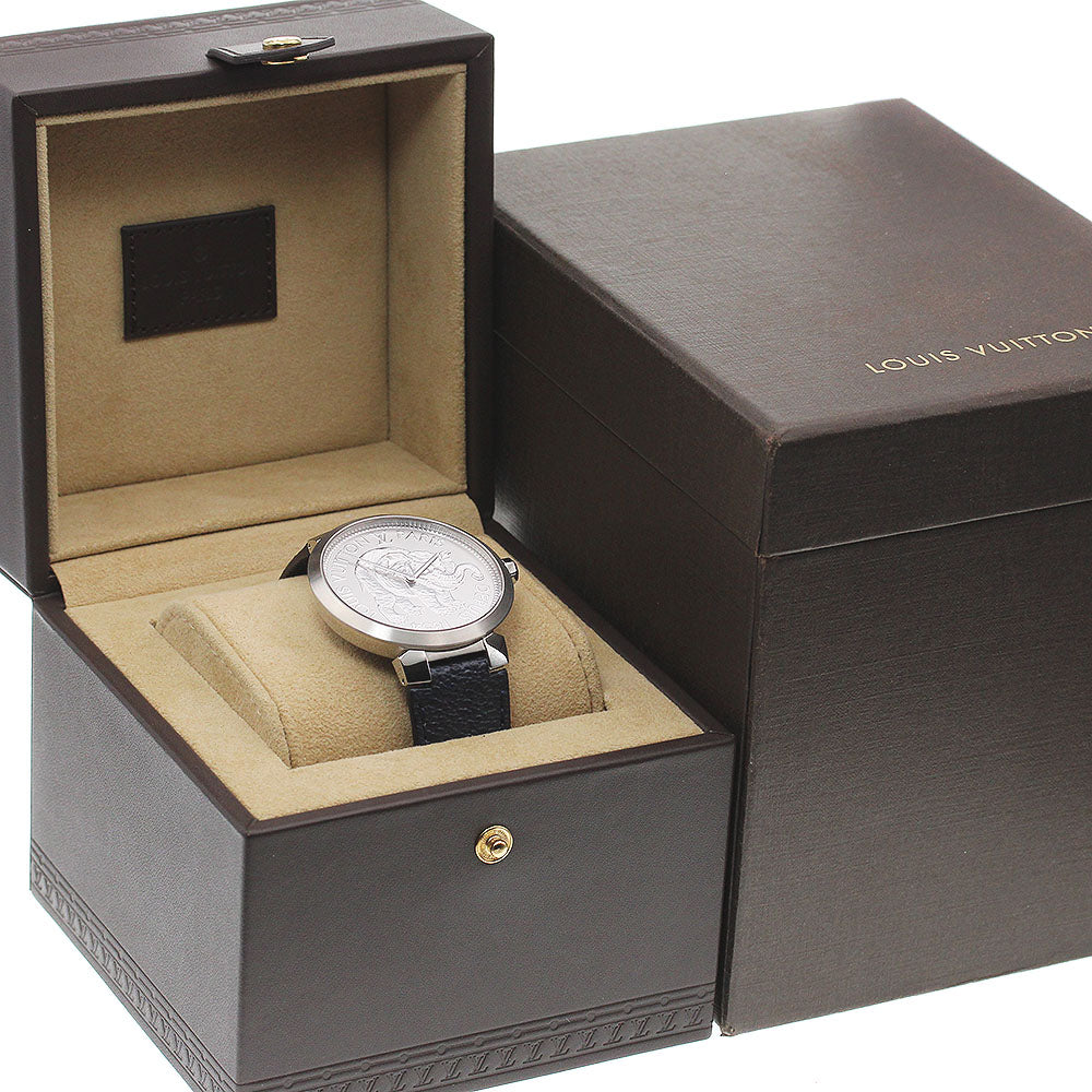 LOUIS VUITTON Tambour Slim Savannah Q2D07 Silver Dial Quartz Men's Watch_847999
