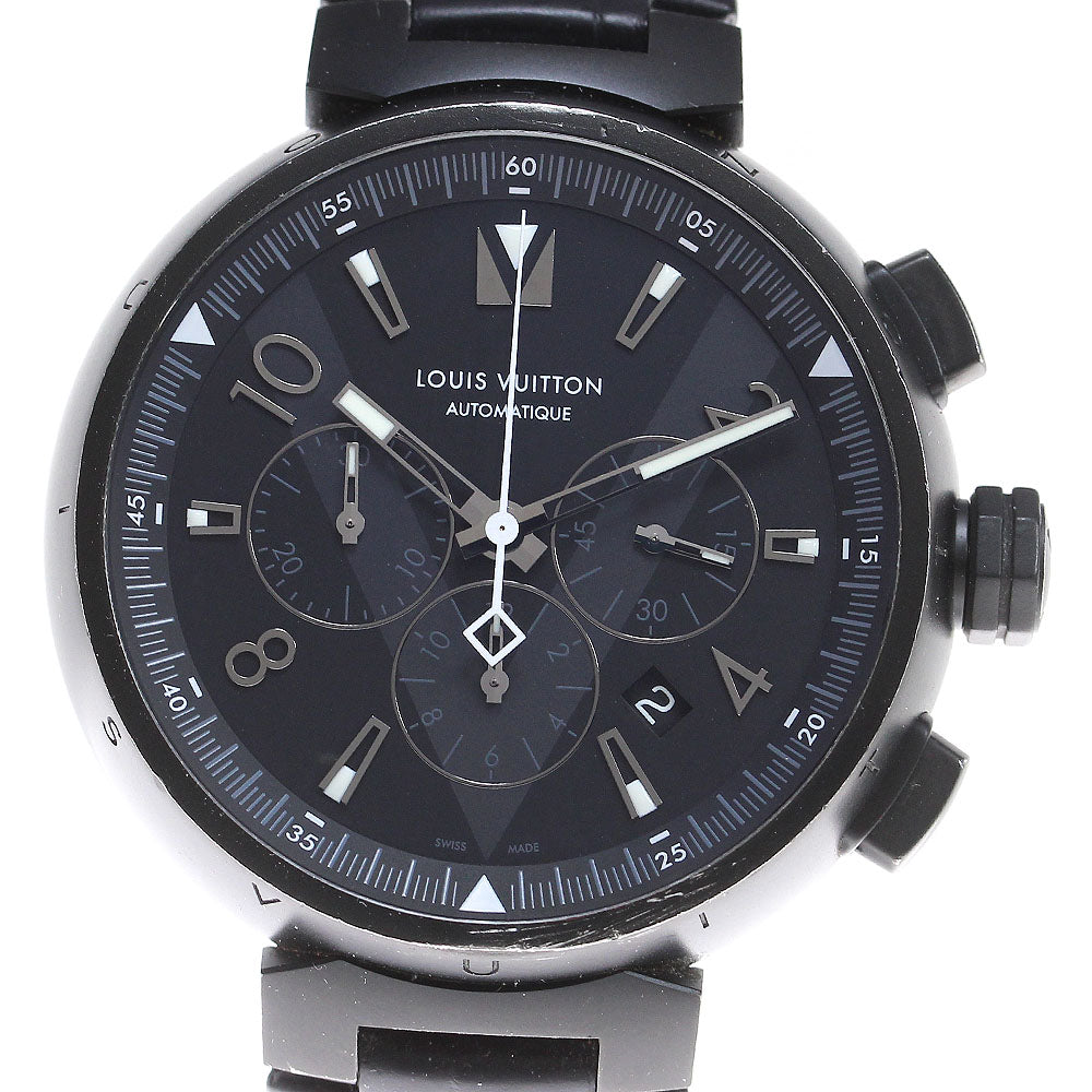 LOUIS VUITTON Tambour Q1A62 Chronograph black Dial Automatic Men's Watch_848025