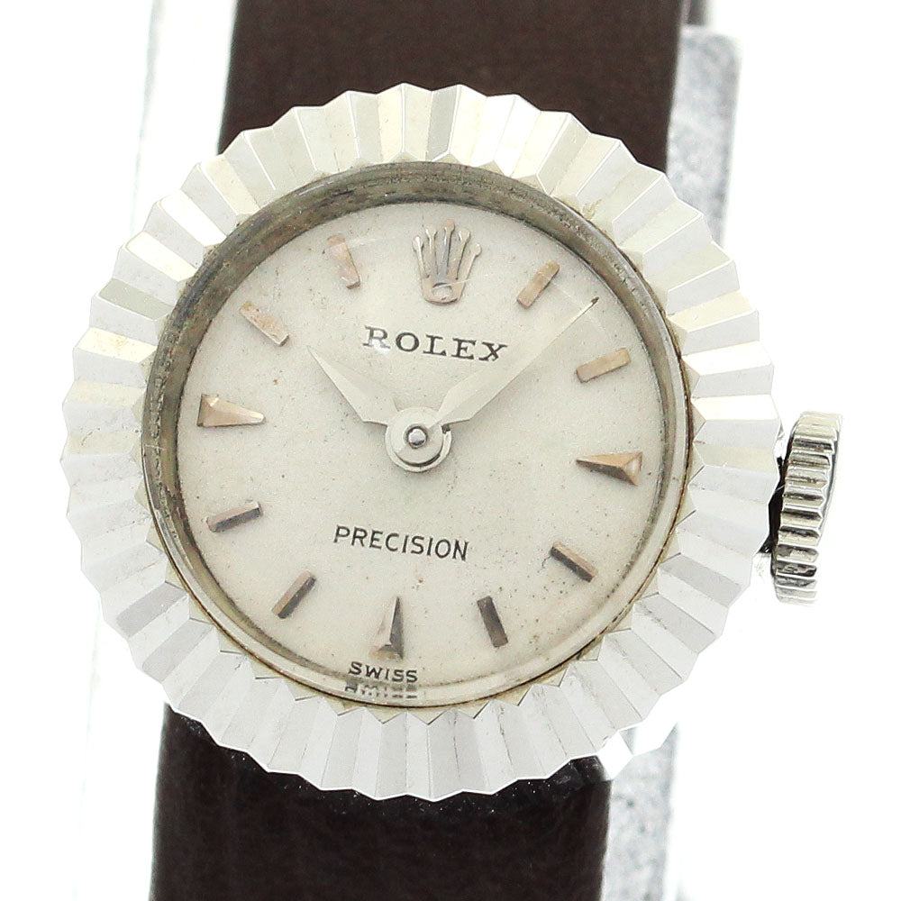 ROLEX Precision Chameleon K18WG Silver Dial Hand Winding Ladies Watch_848532