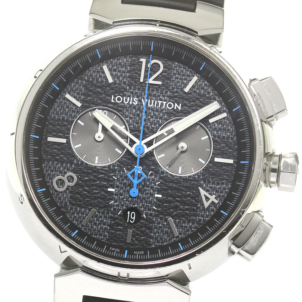 LOUIS VUITTON Tambour Damier Graffit QA094 Chronograph Quartz Men's Watch_848611