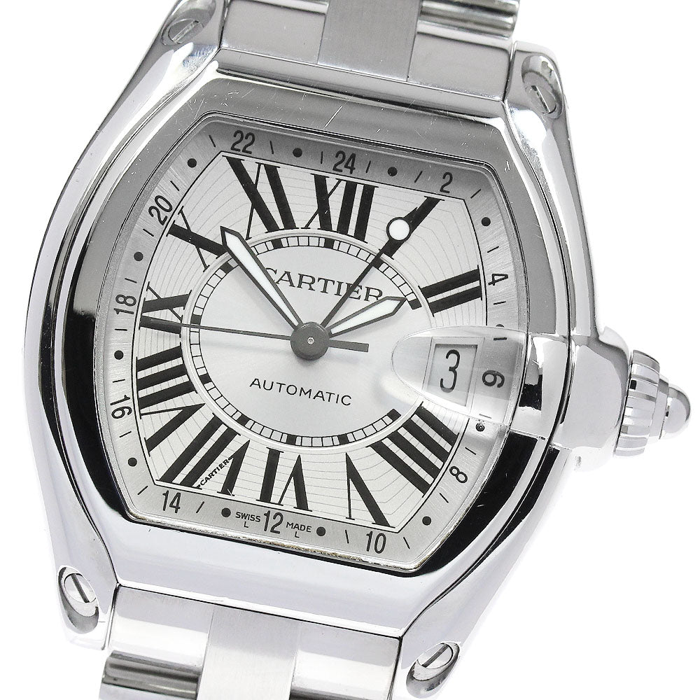 CARTIER Roadster W62032X6 Date GMT Silver Dial Automatic Men's Watch_848662