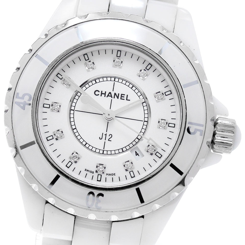 CHANEL J12 H1628 White ceramic 12P diamond white Dial Quartz Ladies Watch_848837