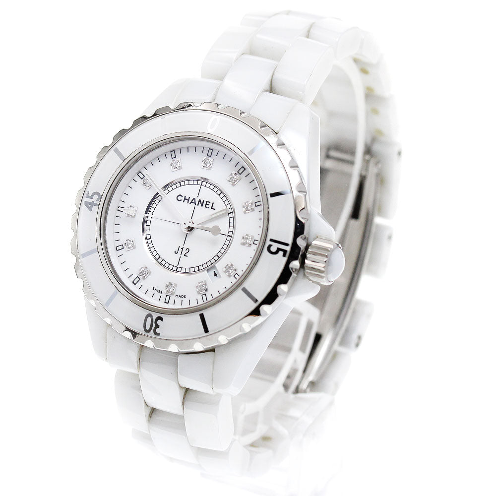 CHANEL J12 H1628 White ceramic 12P diamond white Dial Quartz Ladies Watch_848837