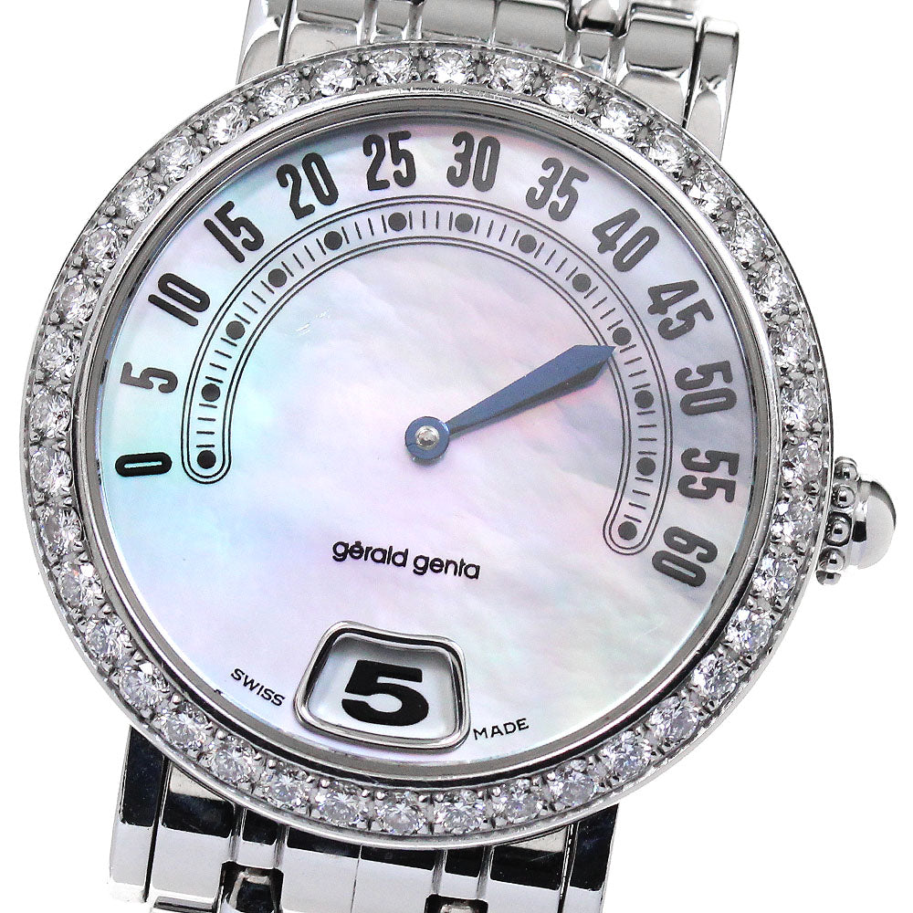 Gerald Genta Retro classic G.3624.5 Jumping Hour Diamond Bezel Blue shell Dial Quartz Ladies Watch_848897
