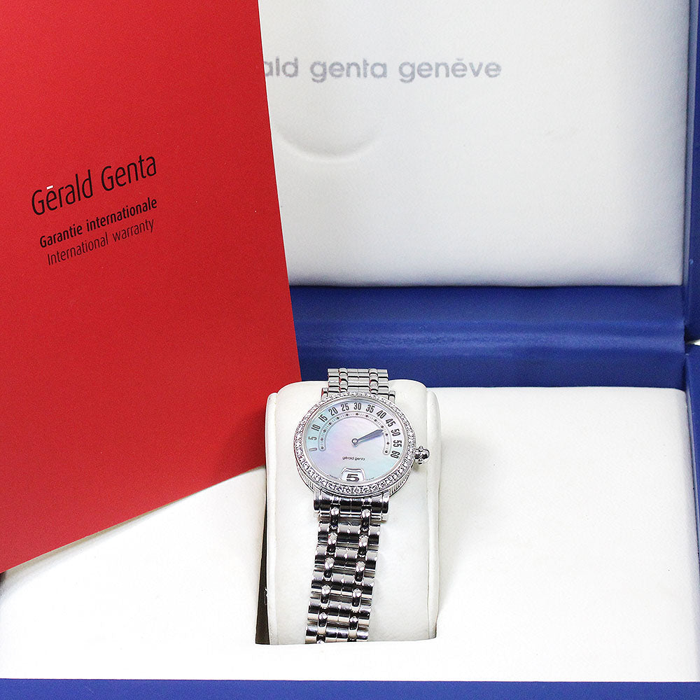 Gerald Genta Retro classic G.3624.5 Jumping Hour Diamond Bezel Blue shell Dial Quartz Ladies Watch_848897