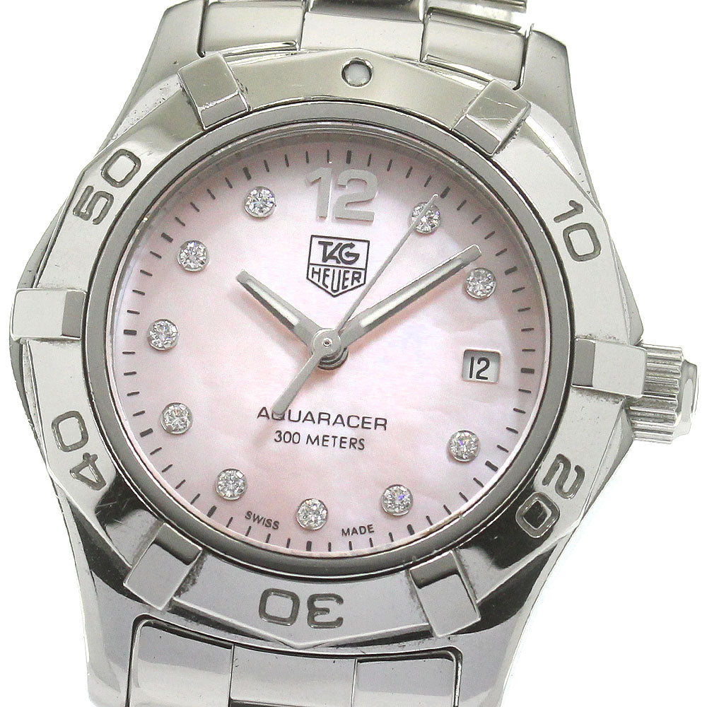 TAG HEUER Aquaracer WAF141A 10P diamond Pink shell Dial Quartz Ladies_848957