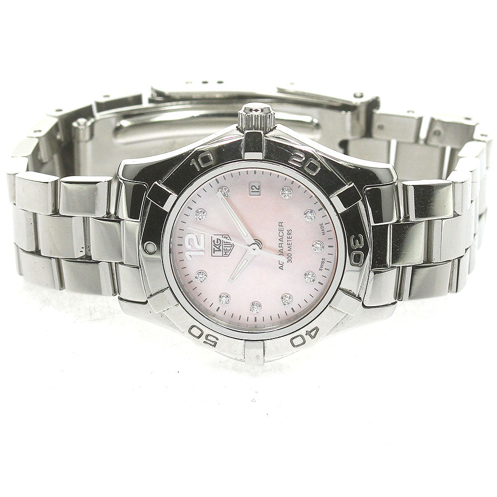 TAG HEUER Aquaracer WAF141A 10P diamond Pink shell Dial Quartz Ladies_848957