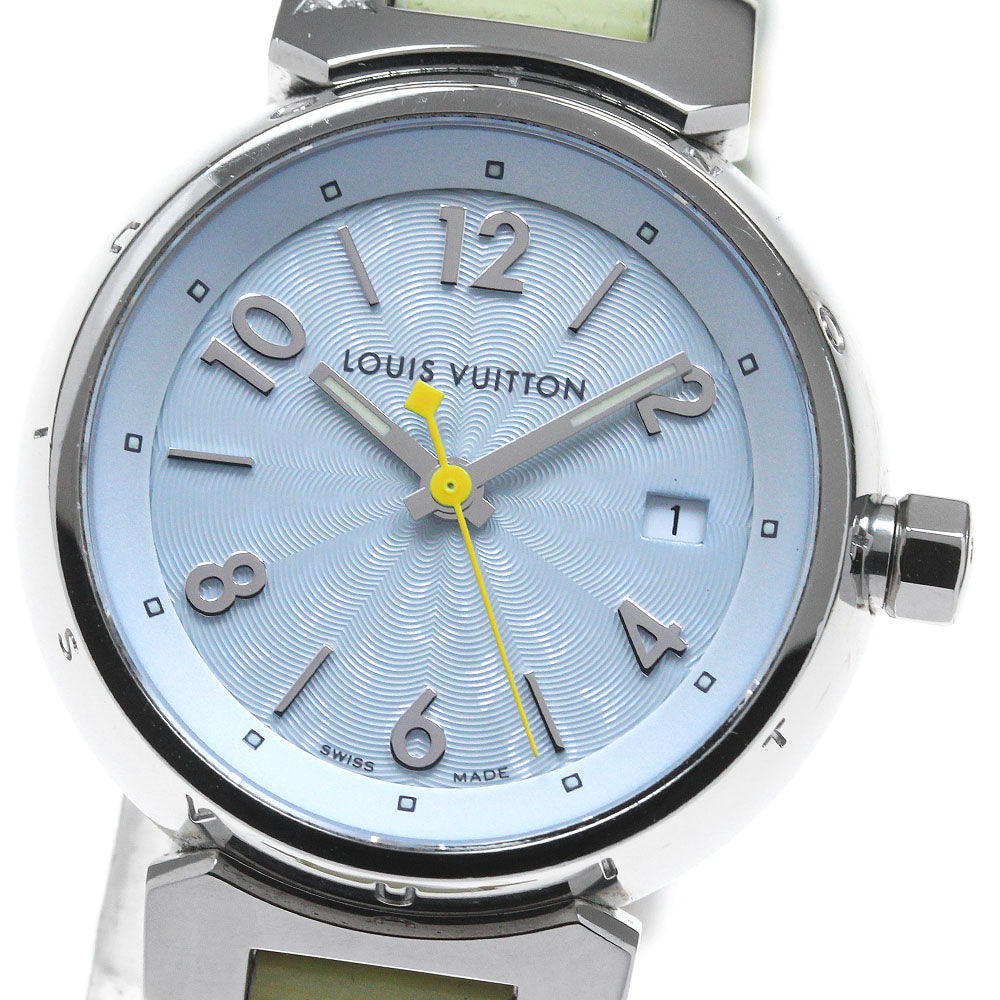 LOUIS VUITTON Tambour Q121V Date Ice blue Dial Quartz Ladies Watch_848974