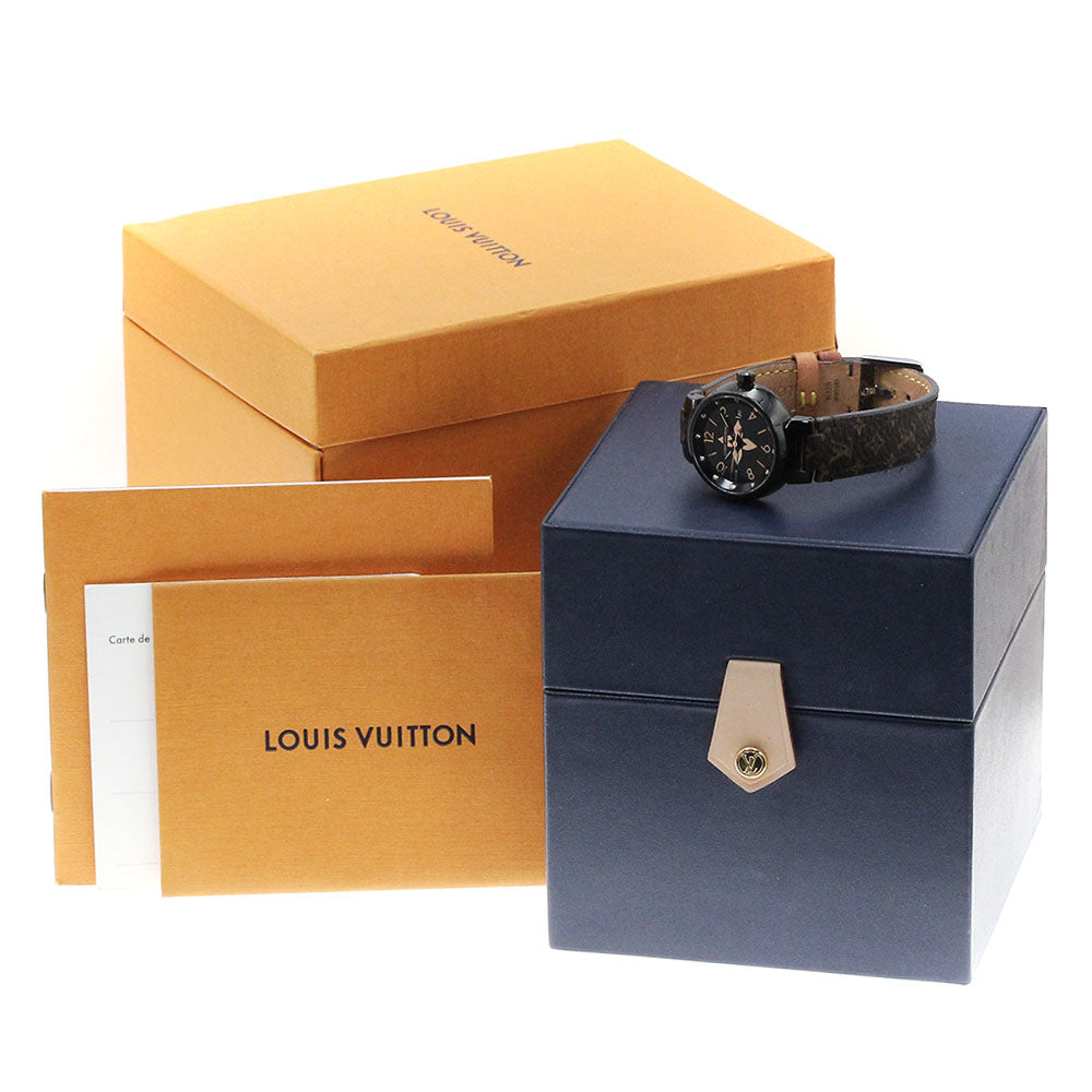 LOUIS VUITTON Tambour All Black PM QA047 12P diamond Quartz Ladies Watch_849249