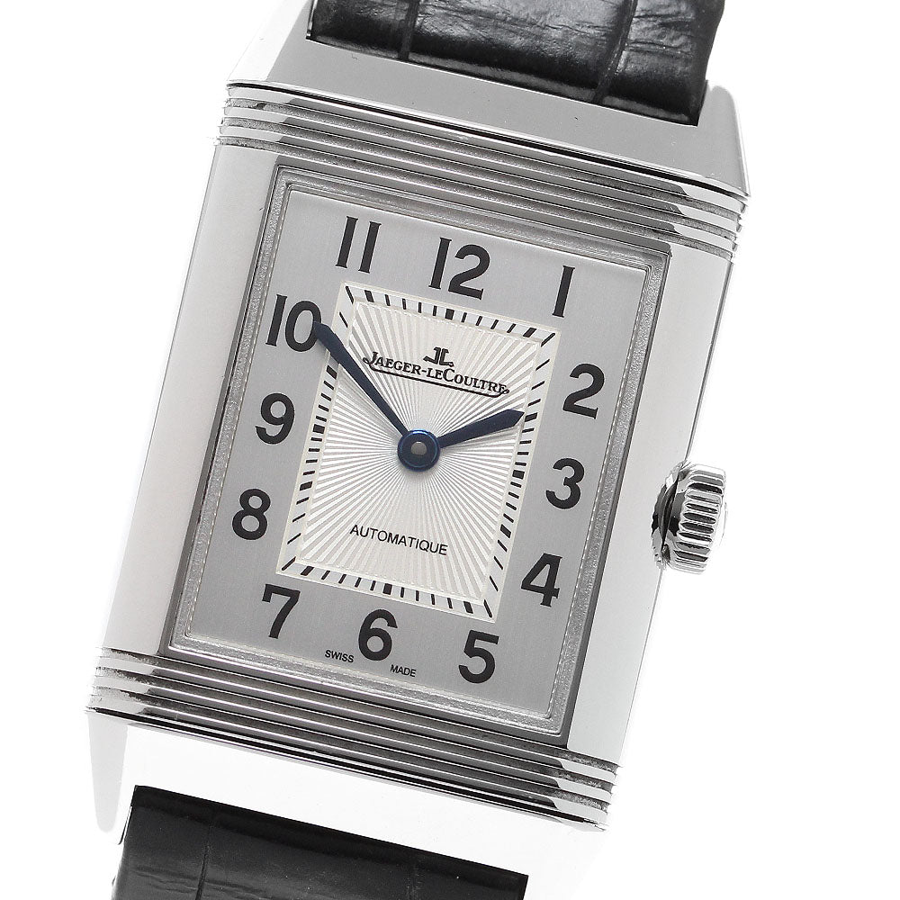 JAEGER-LECOULTRE Reverso Classic Medium Duet 212.8.76/Q2578420 Diamond Bezel Silver / Black Dial Automatic Boy's Watch_849671