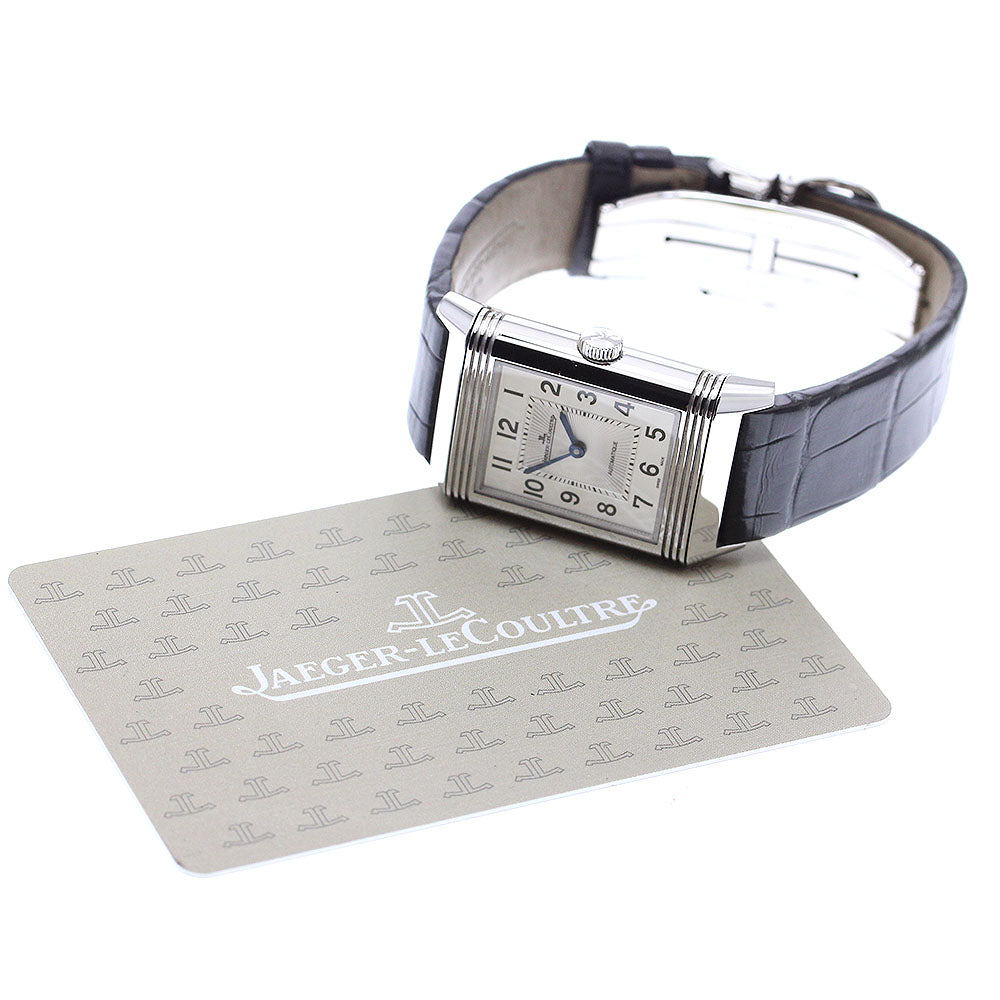 JAEGER-LECOULTRE Reverso Classic Medium Duet 212.8.76/Q2578420 Diamond Bezel Silver / Black Dial Automatic Boy's Watch_849671
