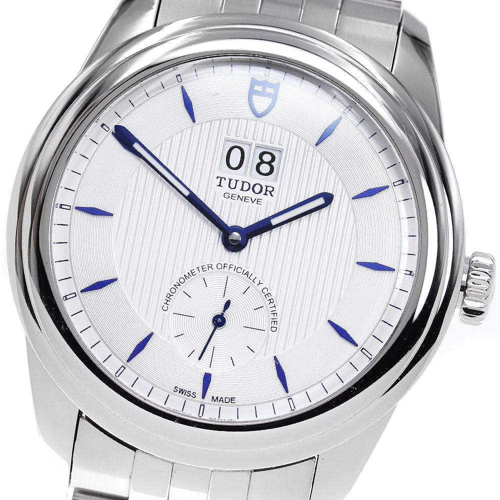 TUDOR Glamour 57100 Double date Silver Dial Automatic Men's Watch_849685
