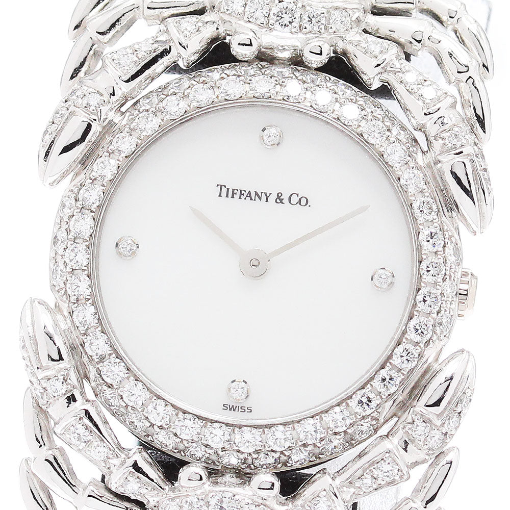 TIFFANY&Co. Platinum Diamond Bezel 4P White shell Dial Quartz Ladies Watch_849759