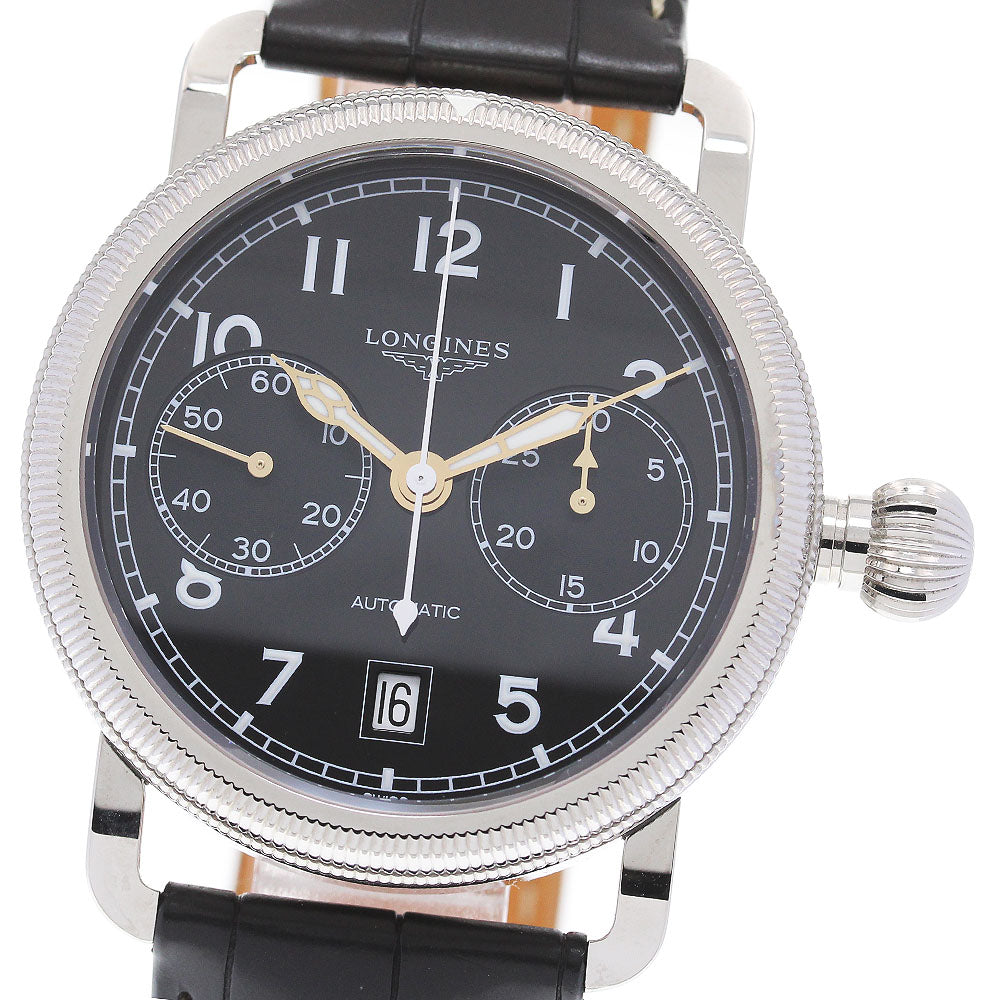 LONGINES Heritage Avigation Oversized Crown L2.783.4 Date Chronograph black Dial Automatic Men's Watch_849766