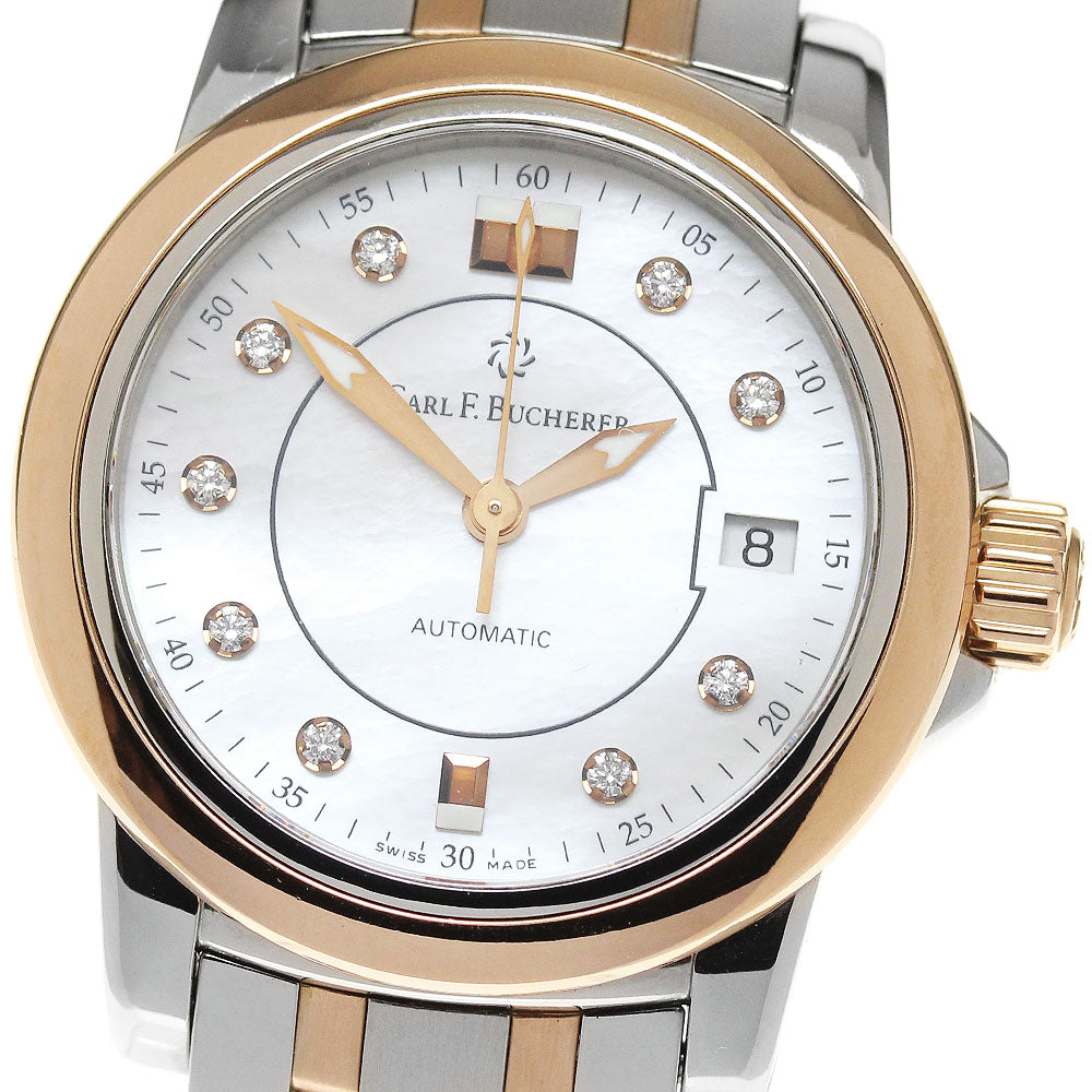 CARL F.BUCHERER Patravi Autodate Two Tone 00.10621.07.77.21 White shell Dial Automatic Ladies Watch_849794